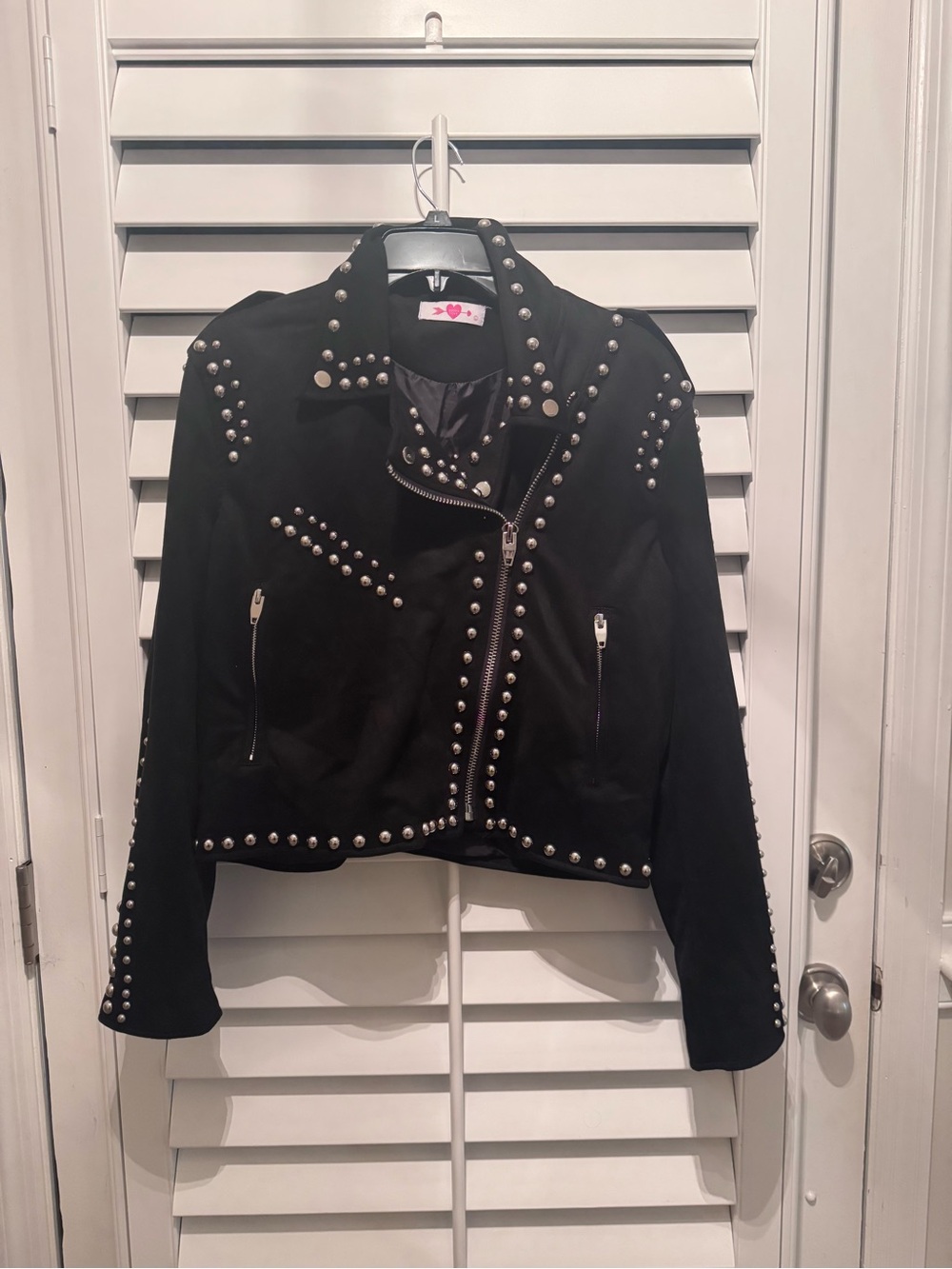Buddy Love Black Studded Moto Jacket with Silver Accents